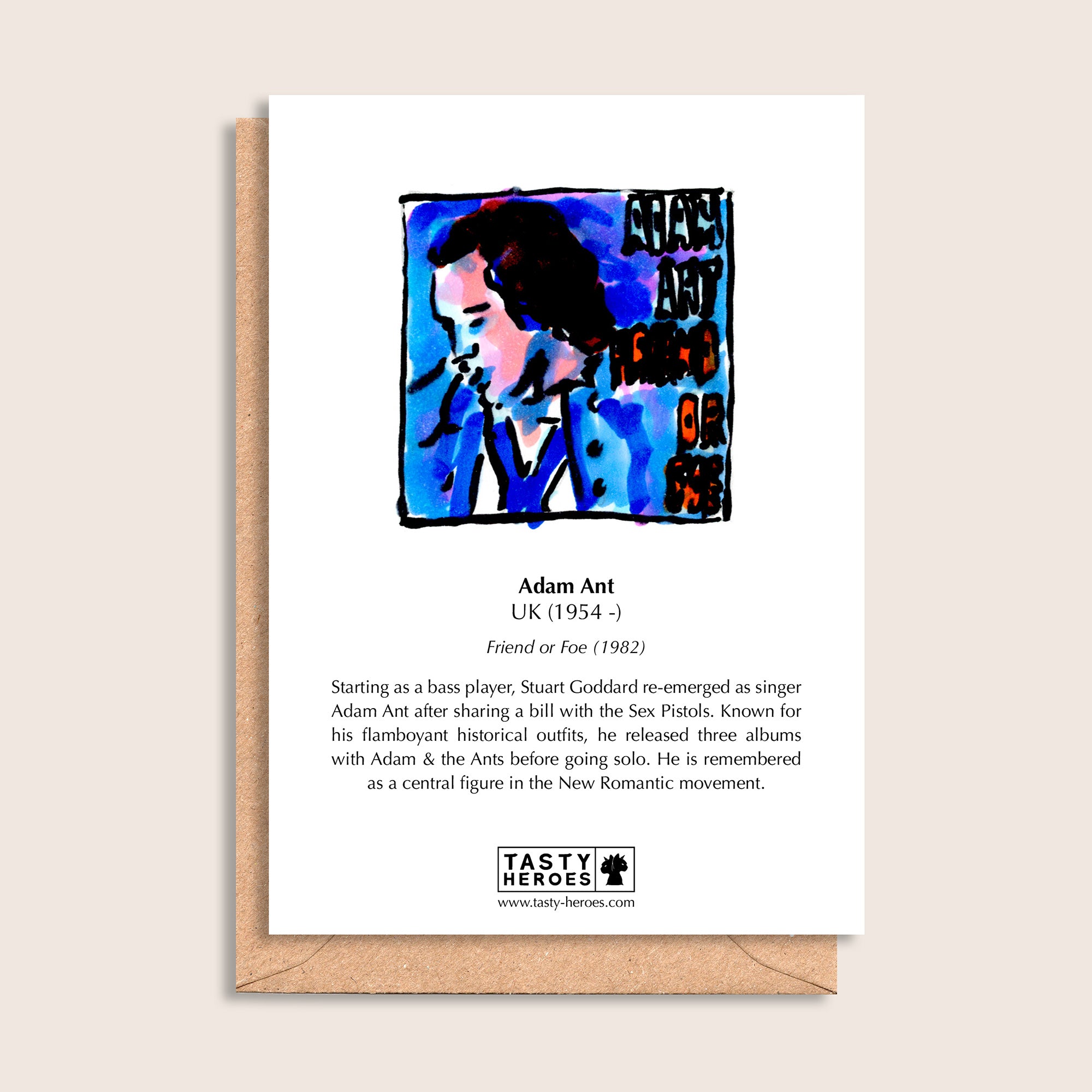 Adam Antipasti – biographical note and Adam Ant artwork, reverse