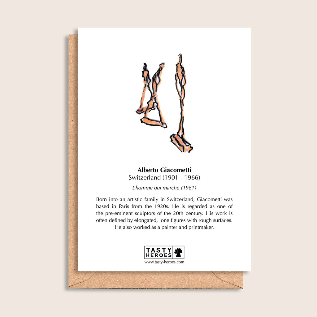 Alberto Spaghetti – biographical note and Alberto Giacometti artwork, reverse