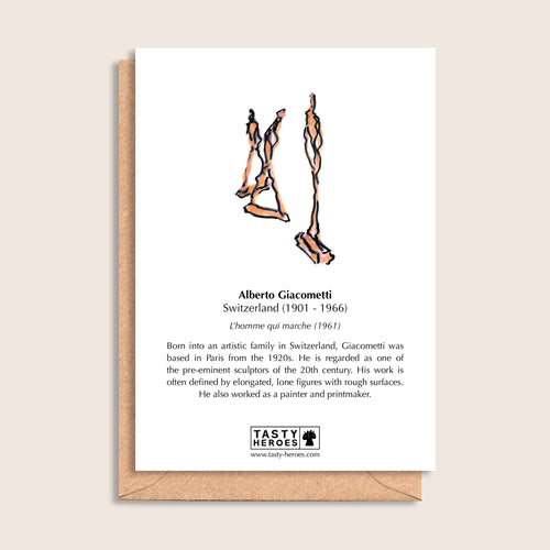 Alberto Spaghetti – biographical note and Alberto Giacometti artwork, reverse