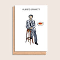 Alberto Spaghetti – illustrated portrait greeting card, front