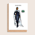 Alicia Peas – illustrated portrait greeting card, front