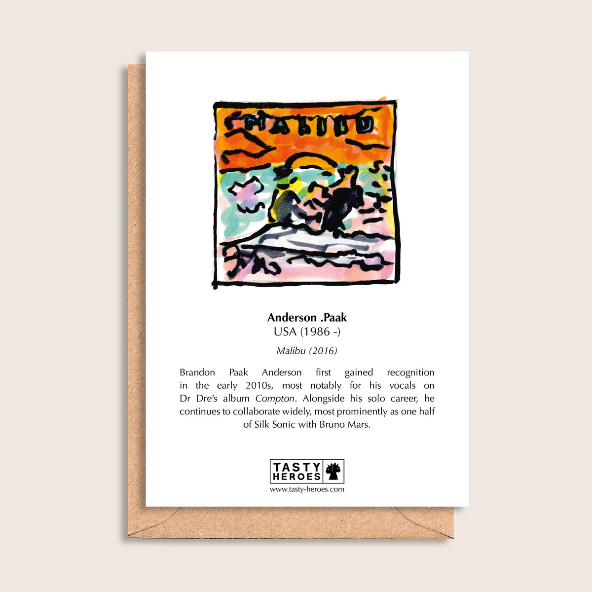 Anderson Pak Choi – biographical note and Anderson .Paak artwork, reverse