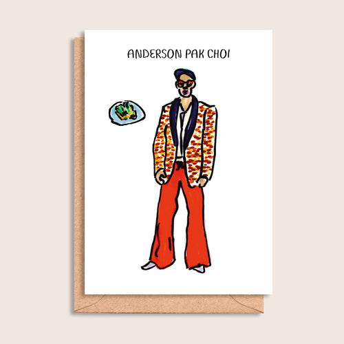 Anderson Pak Choi – illustrated portrait greeting card, front