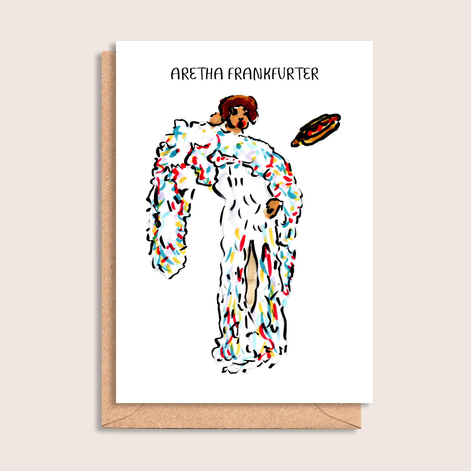 Aretha Frankfurter – illustrated portrait greeting card, front