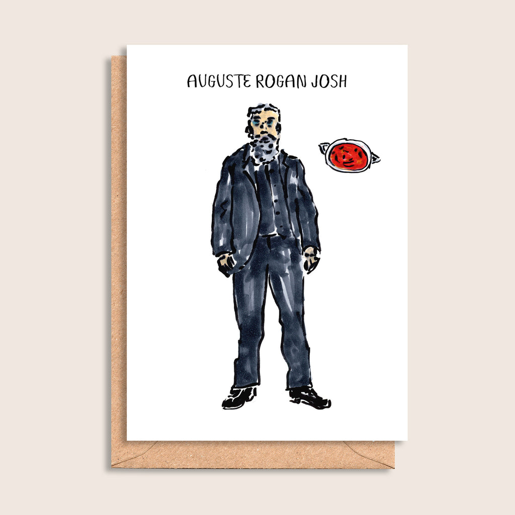 Auguste Rogan Josh – illustrated portrait greeting card, front