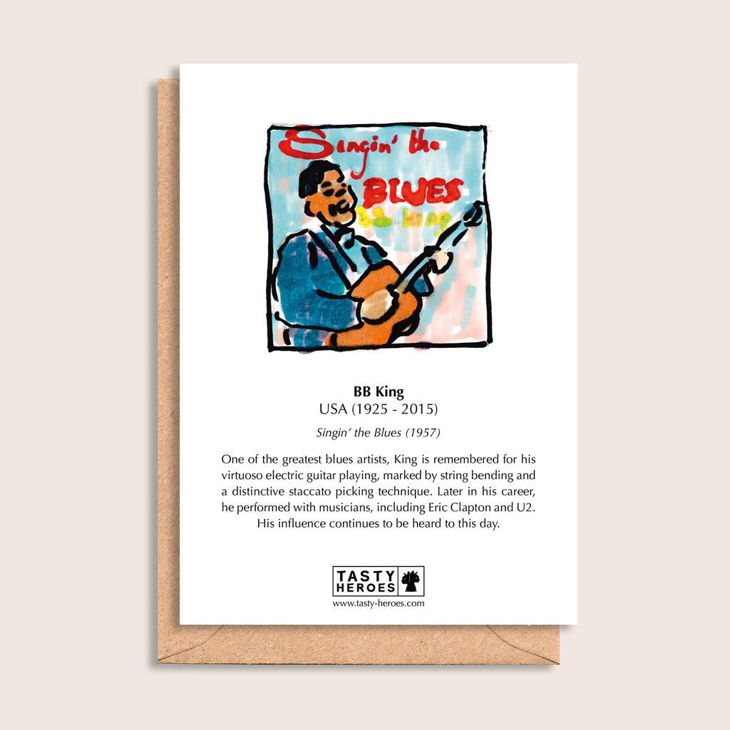 BB Q – biographical note and BB King artwork, reverse