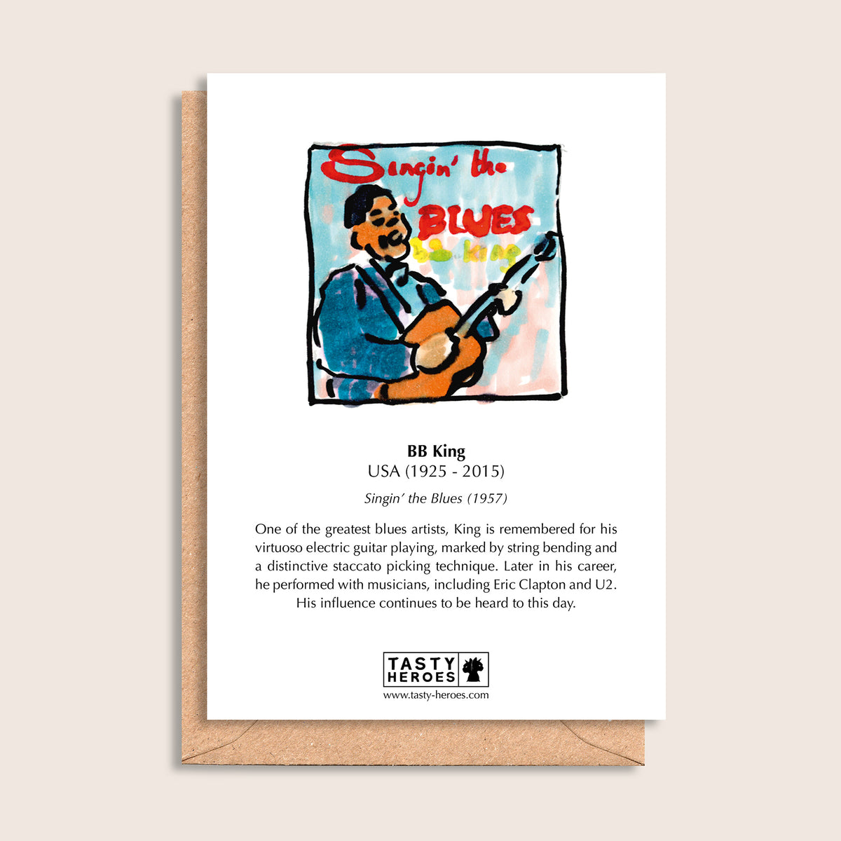 BB Q – biographical note and BB King artwork, reverse