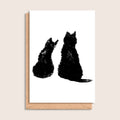 Best Friends – illustrated black ink cat greeting card by Tasty Heroes