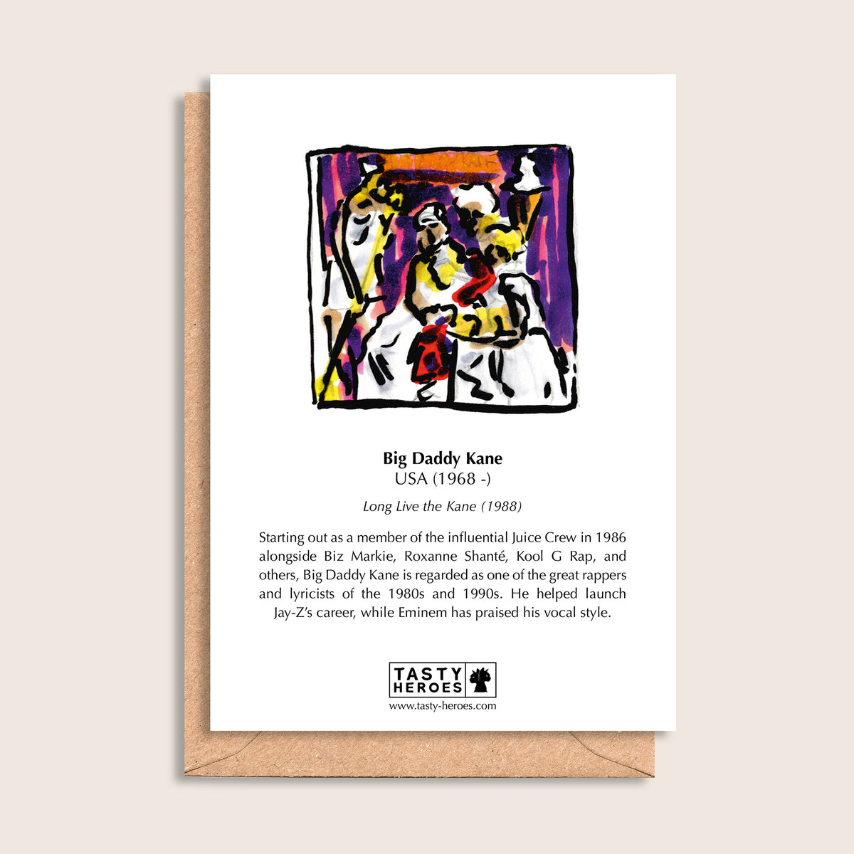 Big Daddy Kane Sugar – biographical note and Big Daddy Kane artwork, reverse