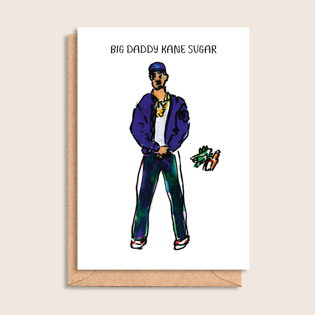 Big Daddy Kane Sugar – illustrated portrait greeting card, front