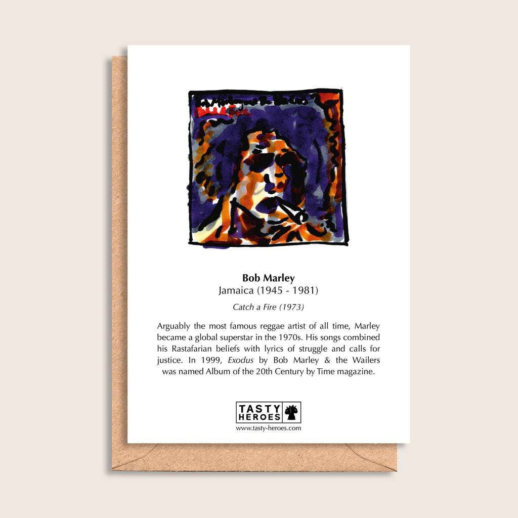 Bob Barley – biographical note and Bob Marley artwork, reverse