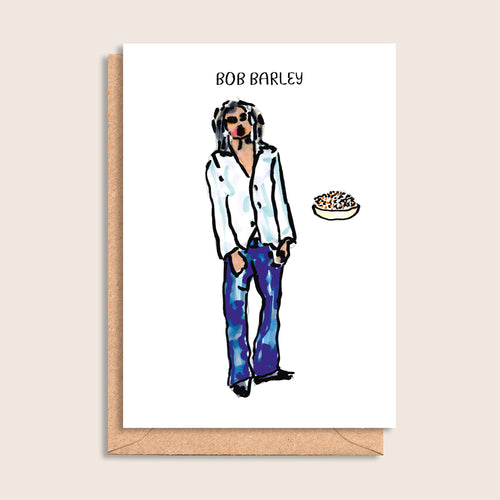 Bob Barley – illustrated portrait greeting card, front