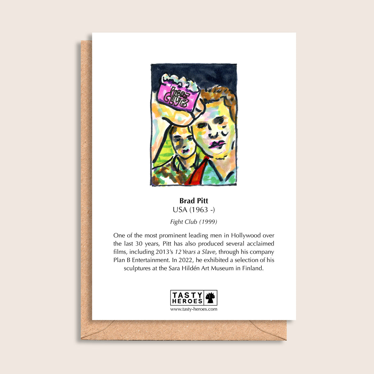 Brad Pitta Bread – biographical note and Brad Pitt artwork, reverse