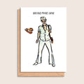 Bruno Mars Bar – illustrated portrait greeting card, front