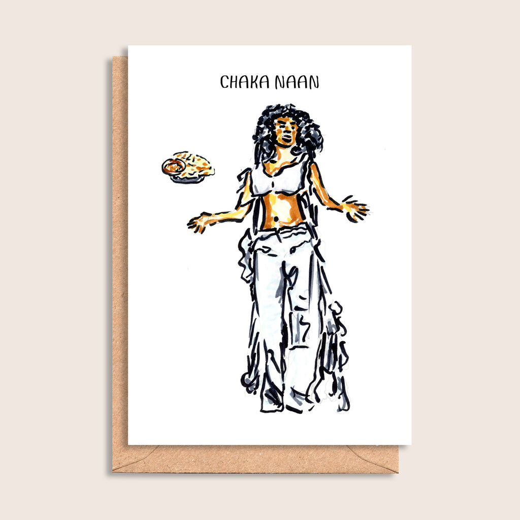 Chaka Naan – illustrated portrait greeting card, front