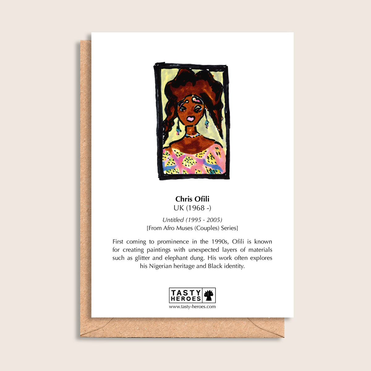 Chris Ofliet-O-Fish – biographical note and Chris Ofili artwork, reverse