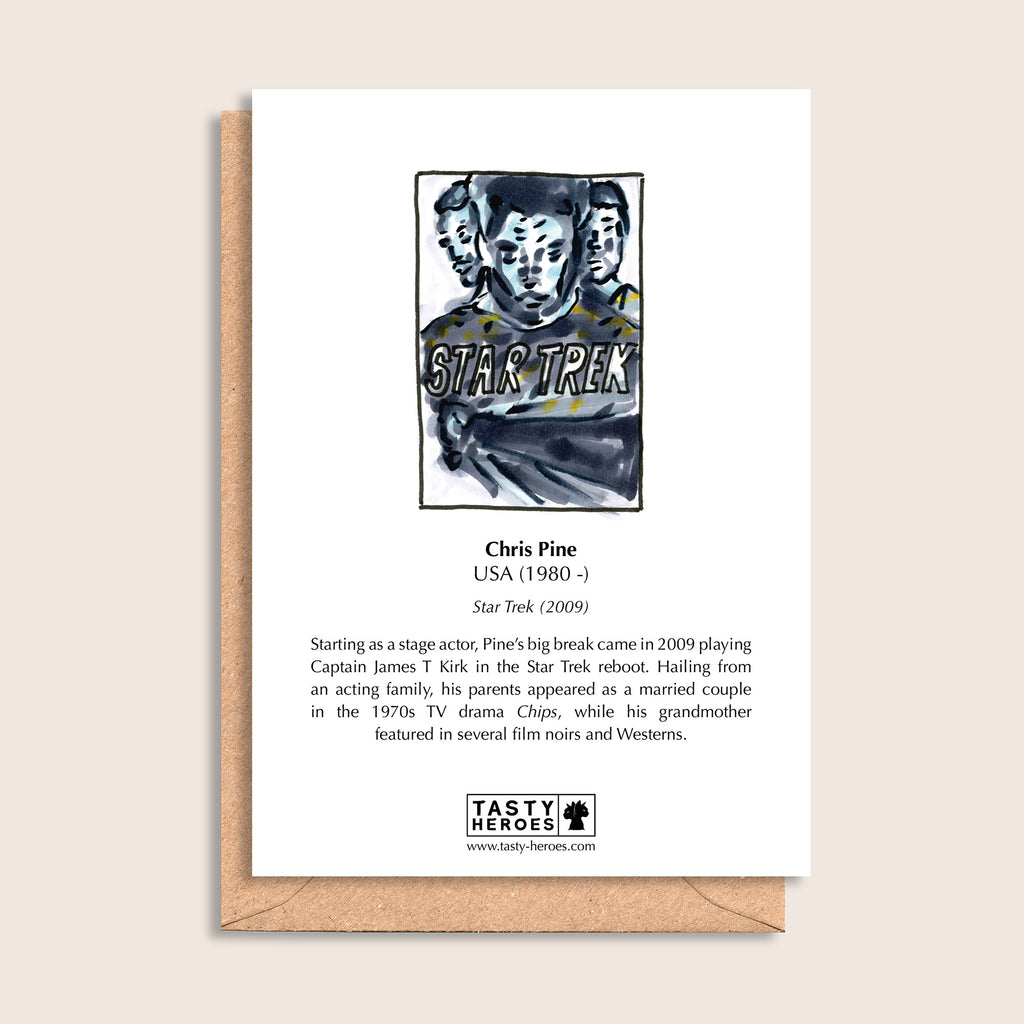 Chris Pine Nuts – biographical note and Chris Pine artwork, reverse