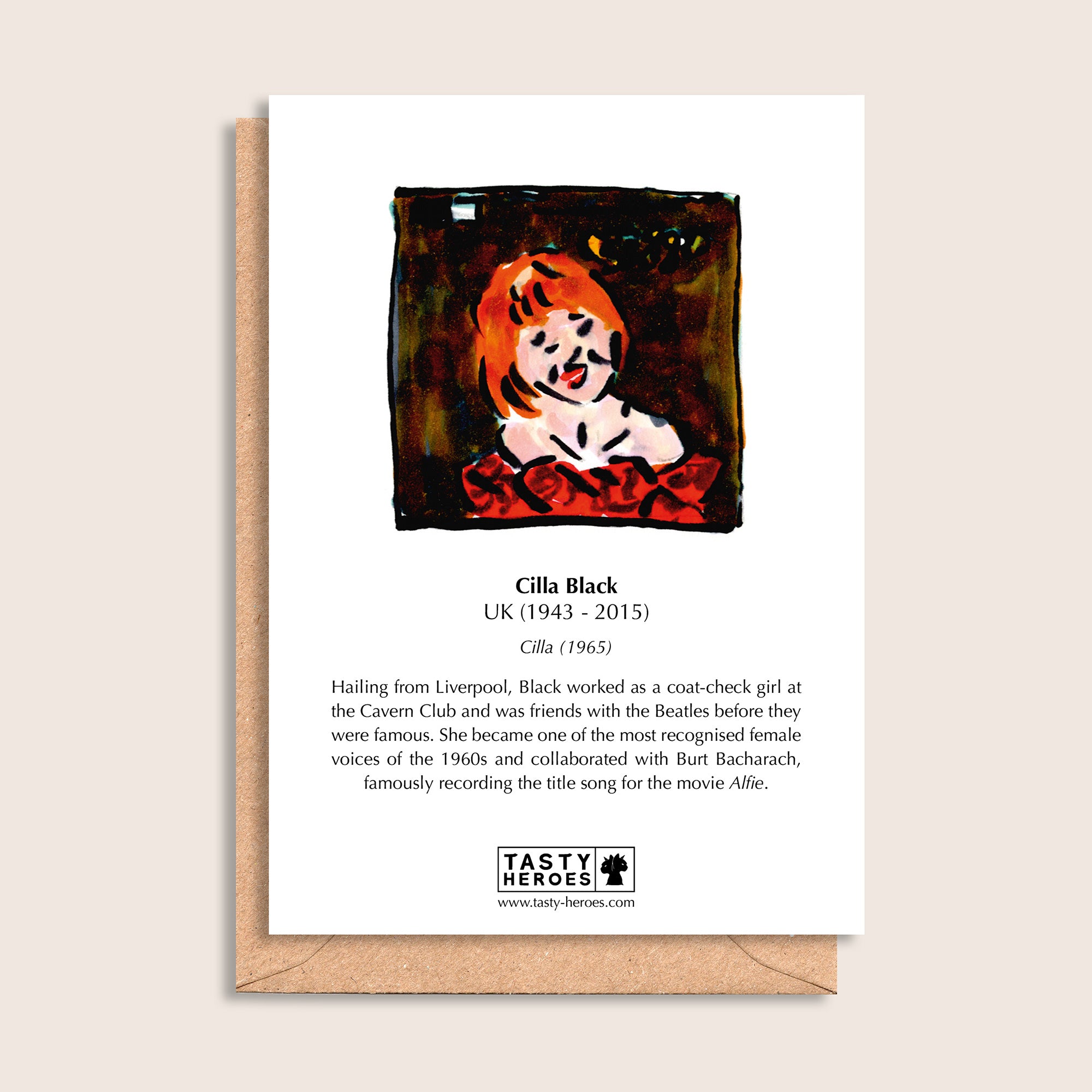 Cilla Black Pudding – biographical note and Cilla Black artwork, reverse