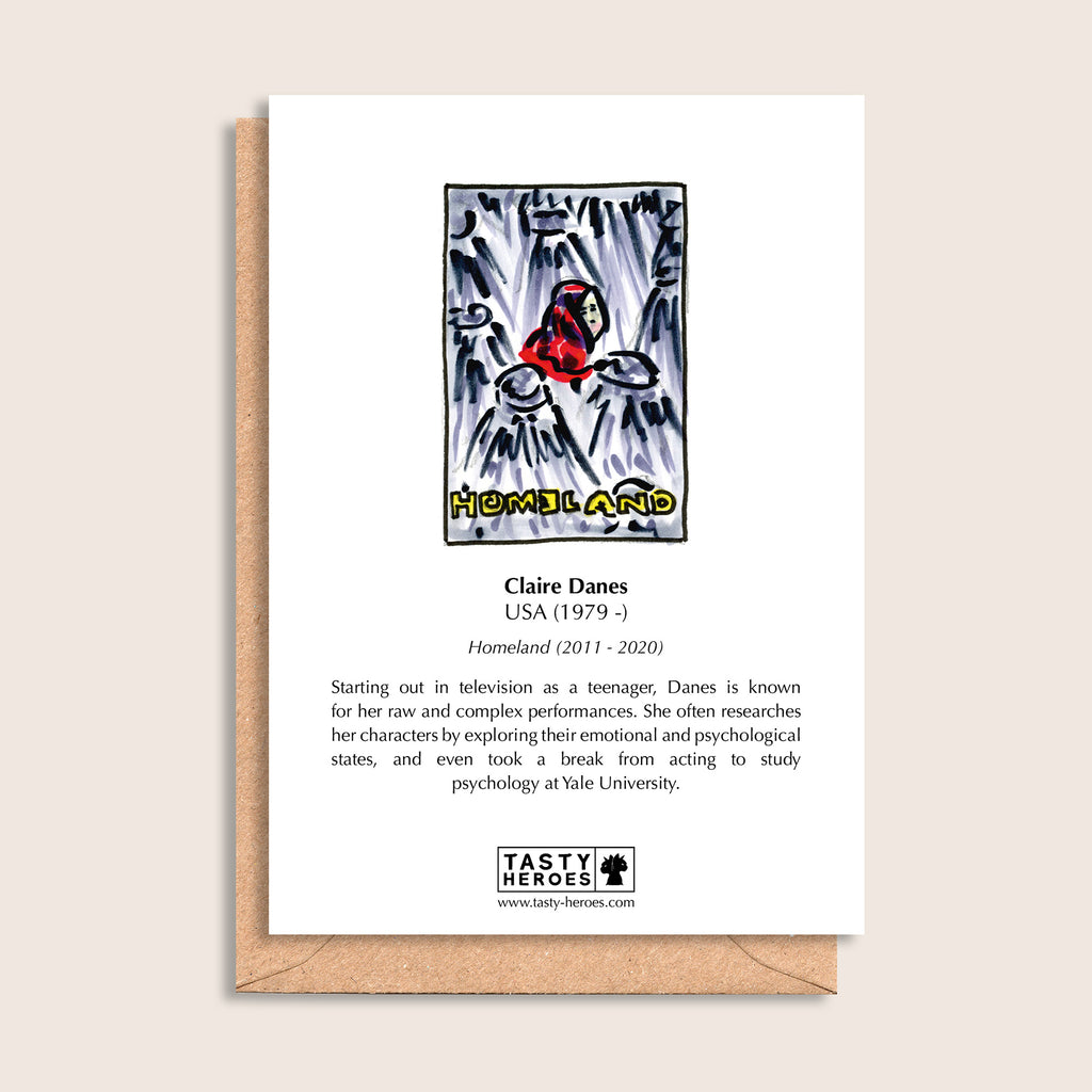 Claire Danish – biographical note and Claire Danes artwork, reverse