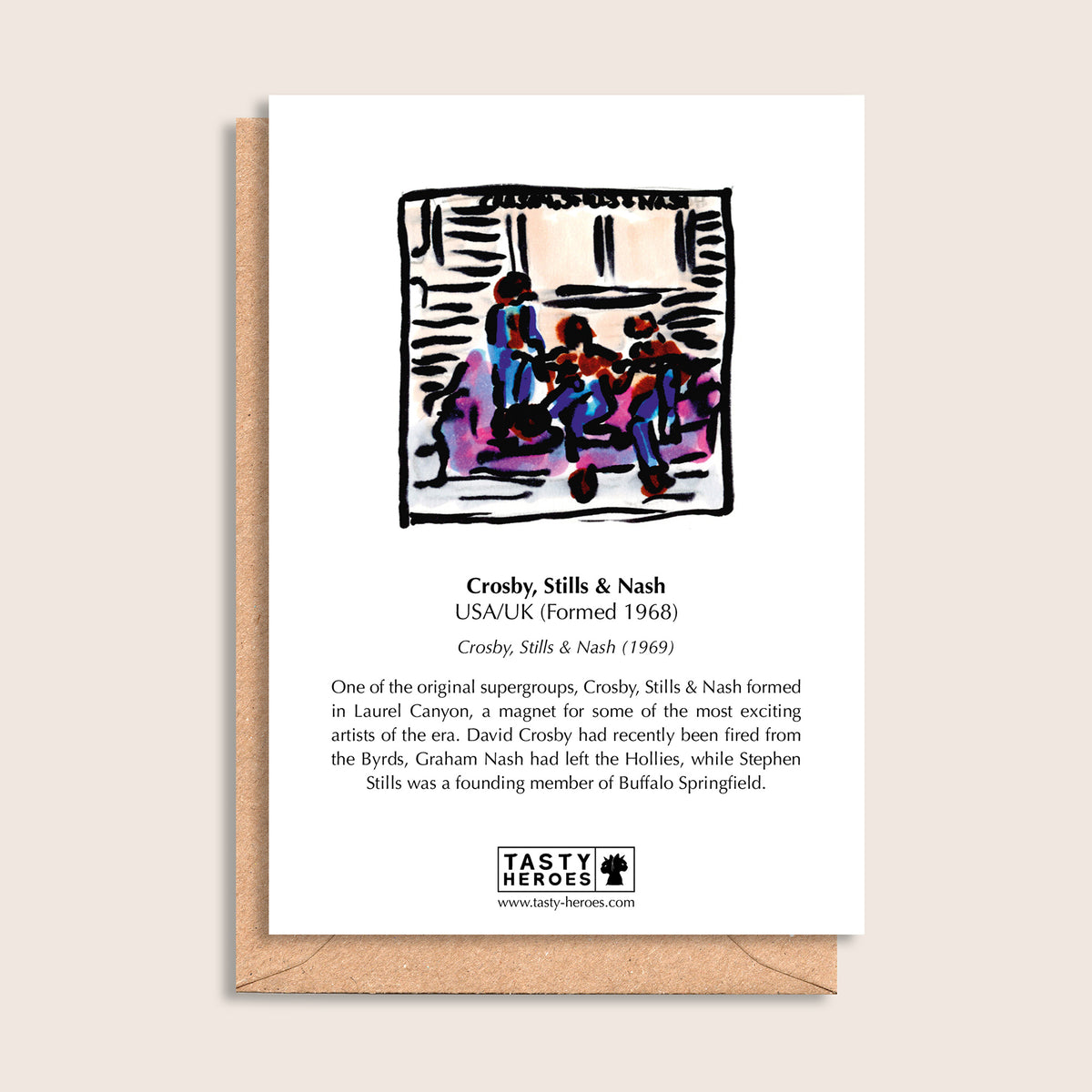 Crosby, Stills & Mash – biographical note and Crosby, Stills & Mash artwork, reverse