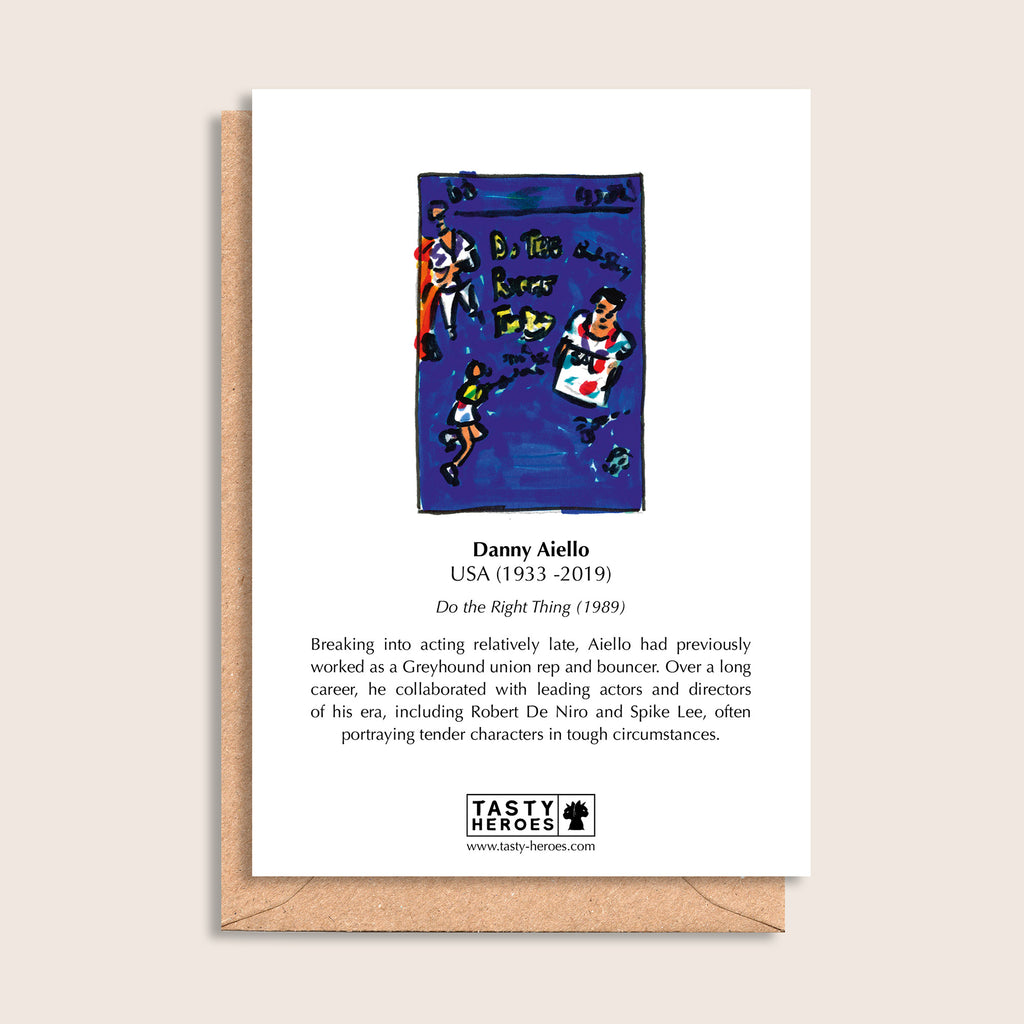 Danny Aioli – biographical note and Danny Aiello artwork, reverse