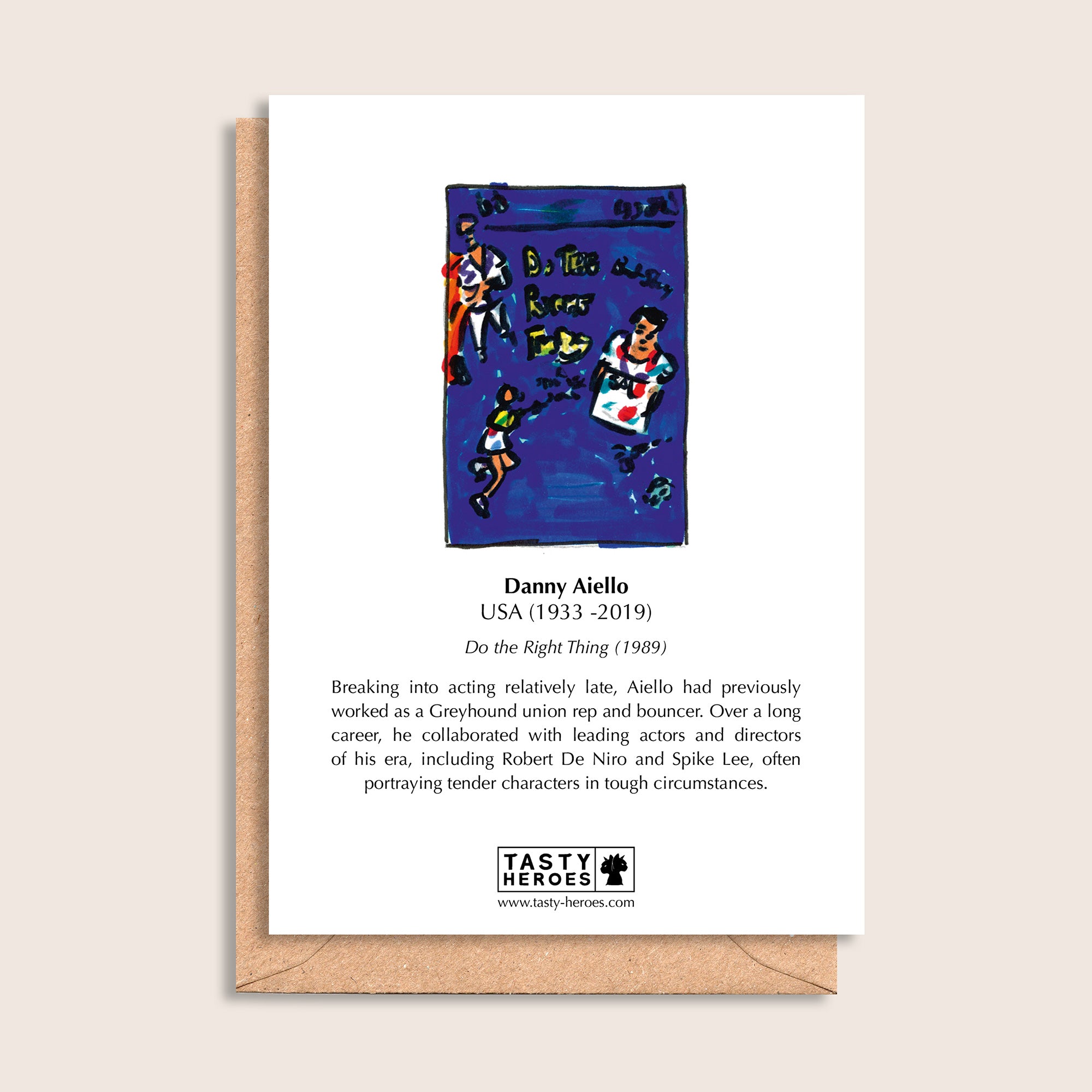 Danny Aioli – biographical note and Danny Aiello artwork, reverse