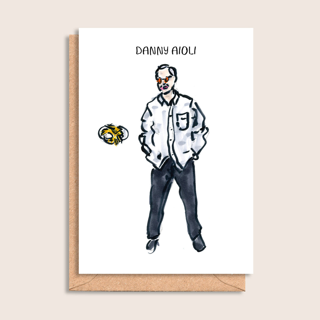 Danny Aioli – illustrated portrait greeting card, front