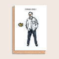 Danny Aioli – illustrated portrait greeting card, front