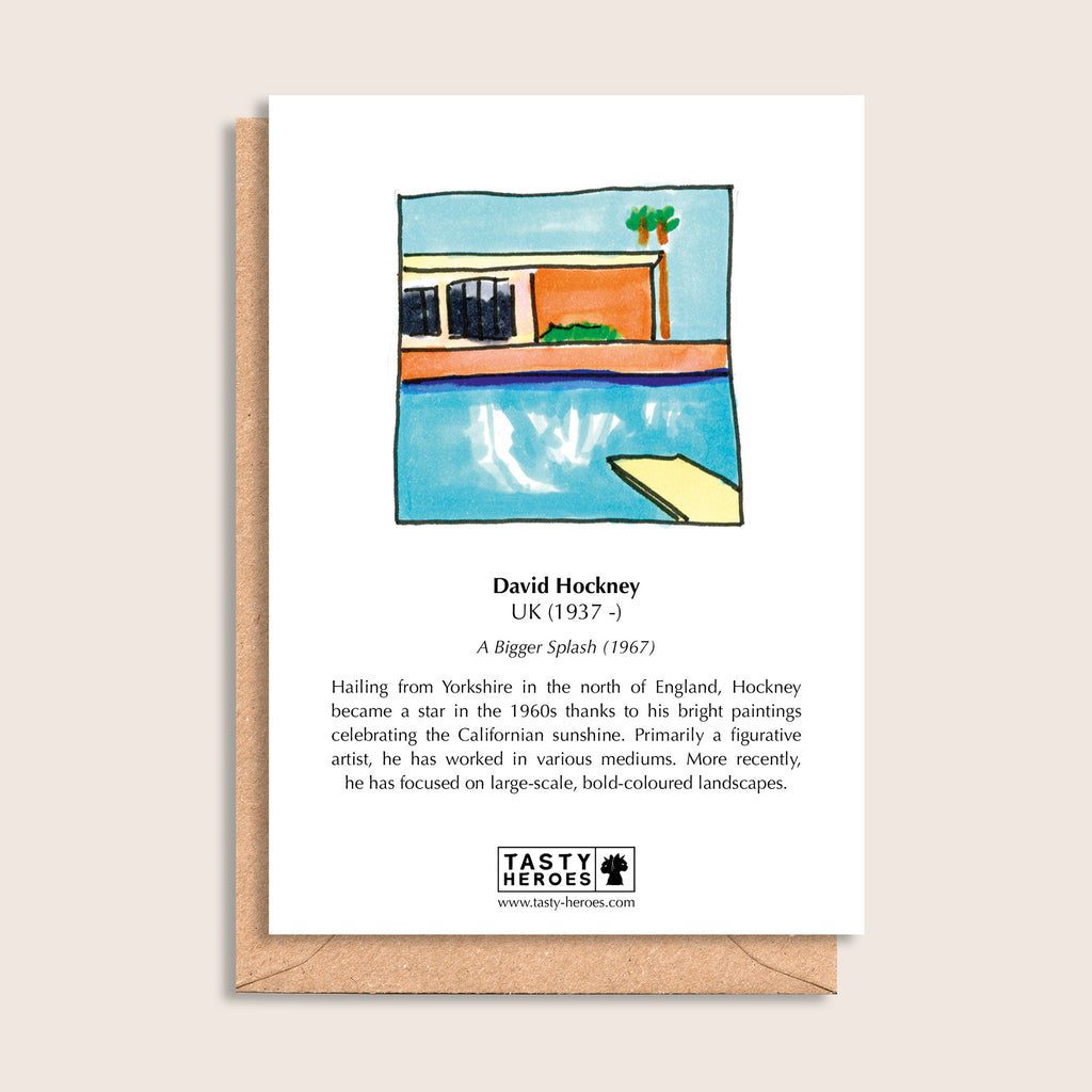 David Broccoli – biographical note and David Hockney artwork, reverse
