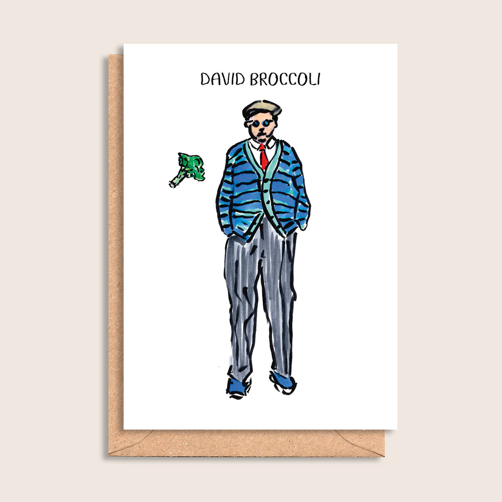 David Broccoli – illustrated portrait greeting card, front