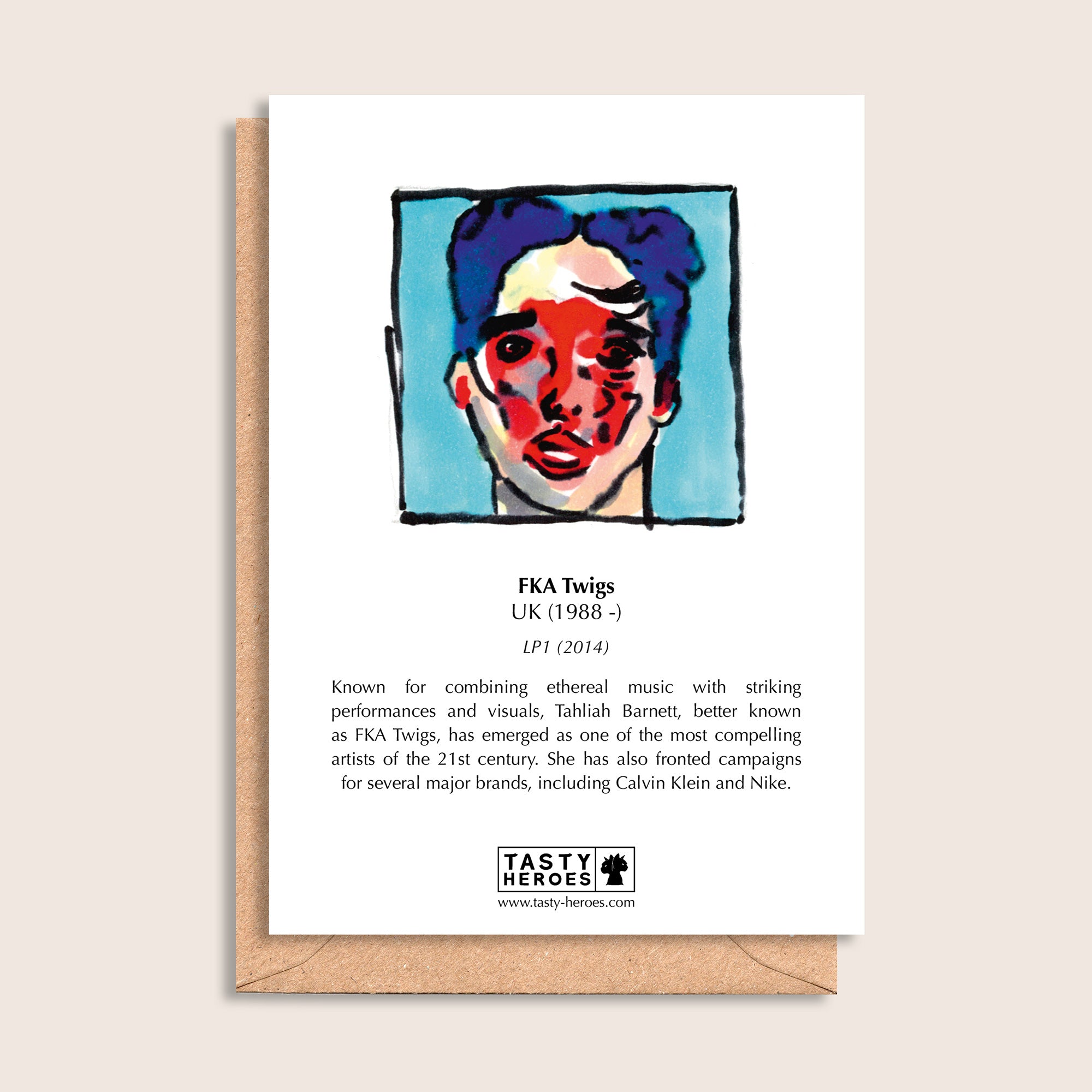 FKA Twiglets – biographical note and FKA Twigs artwork, reverse