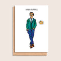 Gary Hummus – illustrated portrait greeting card, front