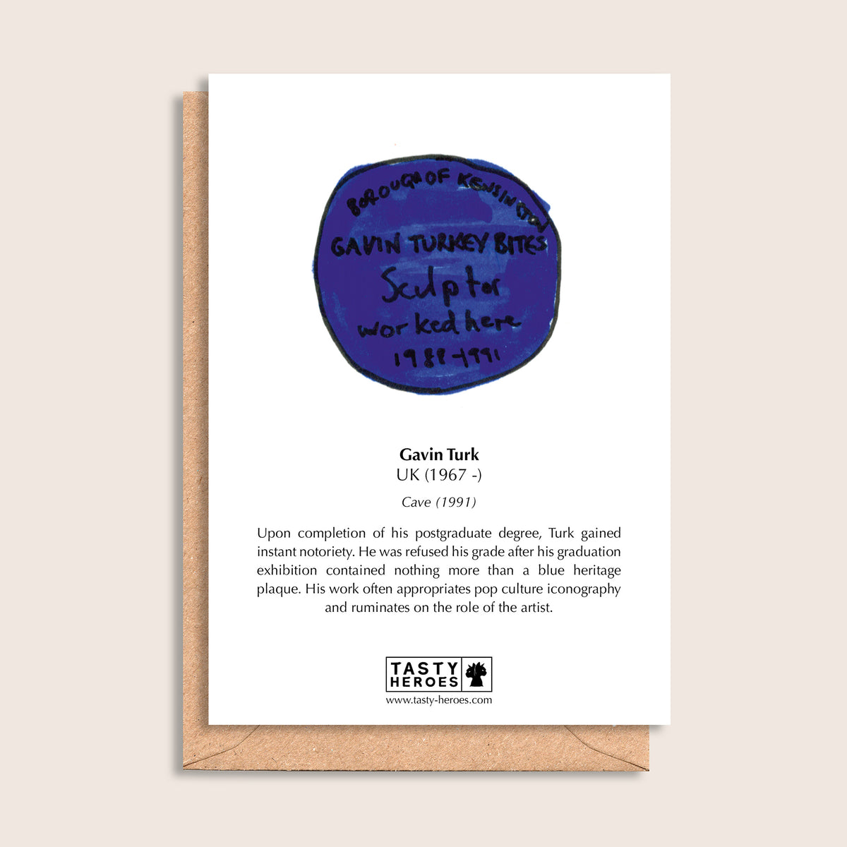 Gavin Turkey Bites – biographical note and Gavin Turk artwork, reverse
