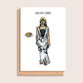 Goldie Corn – illustrated portrait greeting card, front