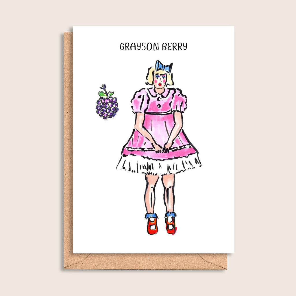 Grayson Berry – illustrated portrait greeting card, front