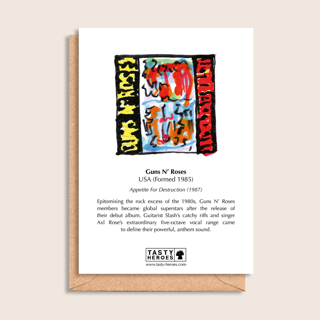 Guns N' Rosehip Tea – biographical note and Guns N' Roses artwork, reverse