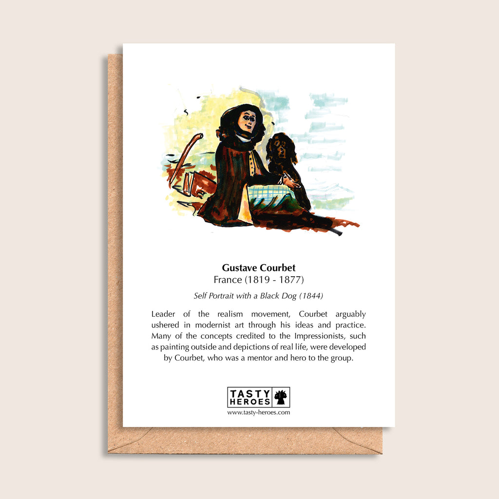 Gustave Sorbet – biographical note and Gustave Courbet artwork, reverse