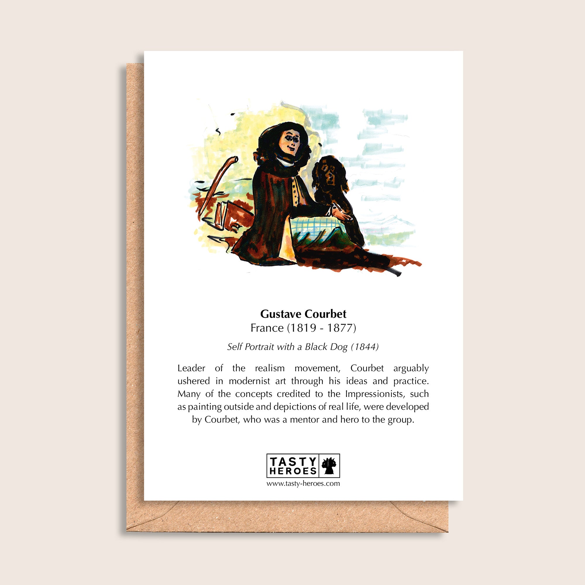 Gustave Sorbet – biographical note and Gustave Courbet artwork, reverse