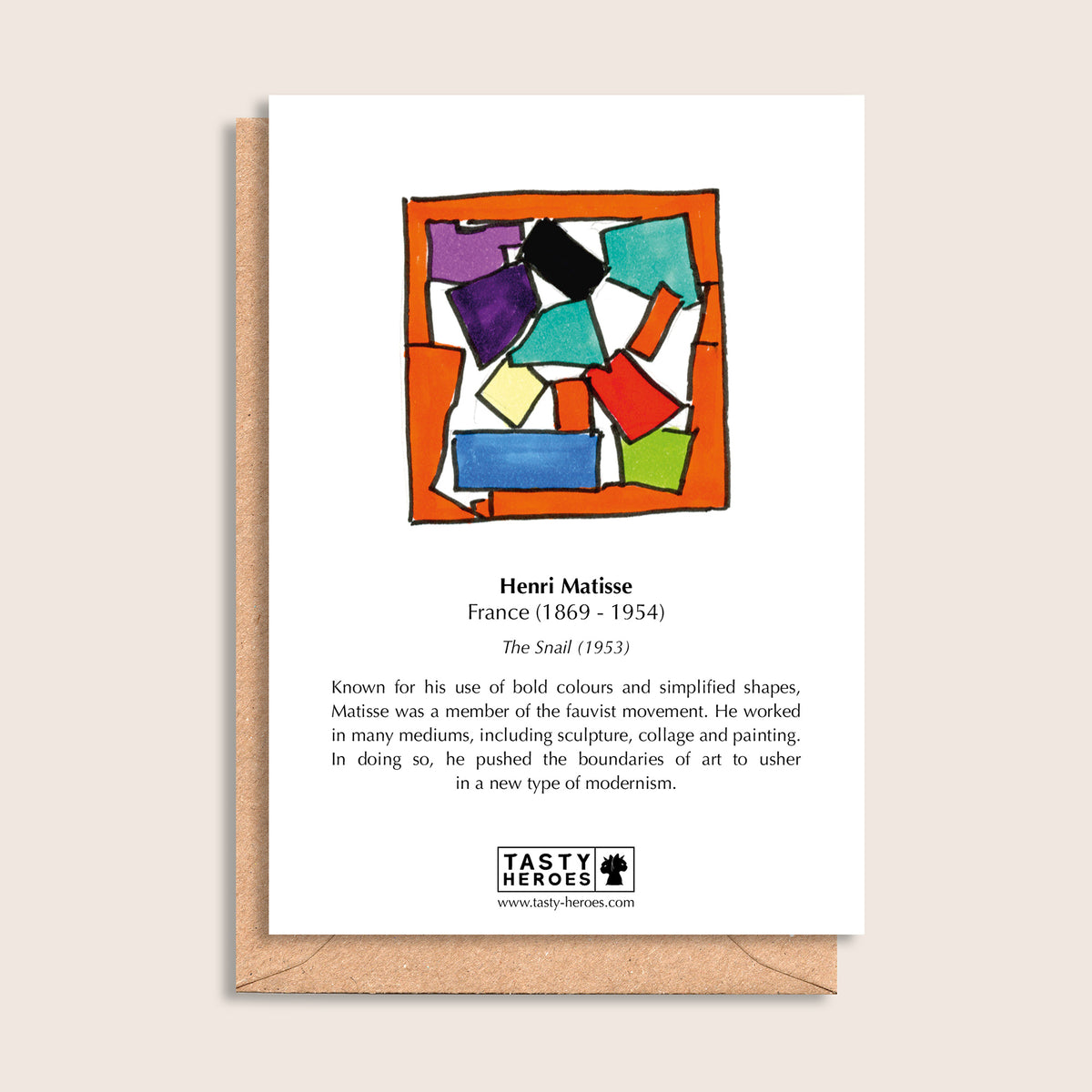 Henri Patties – biographical note and Henri Matisse artwork, reverse