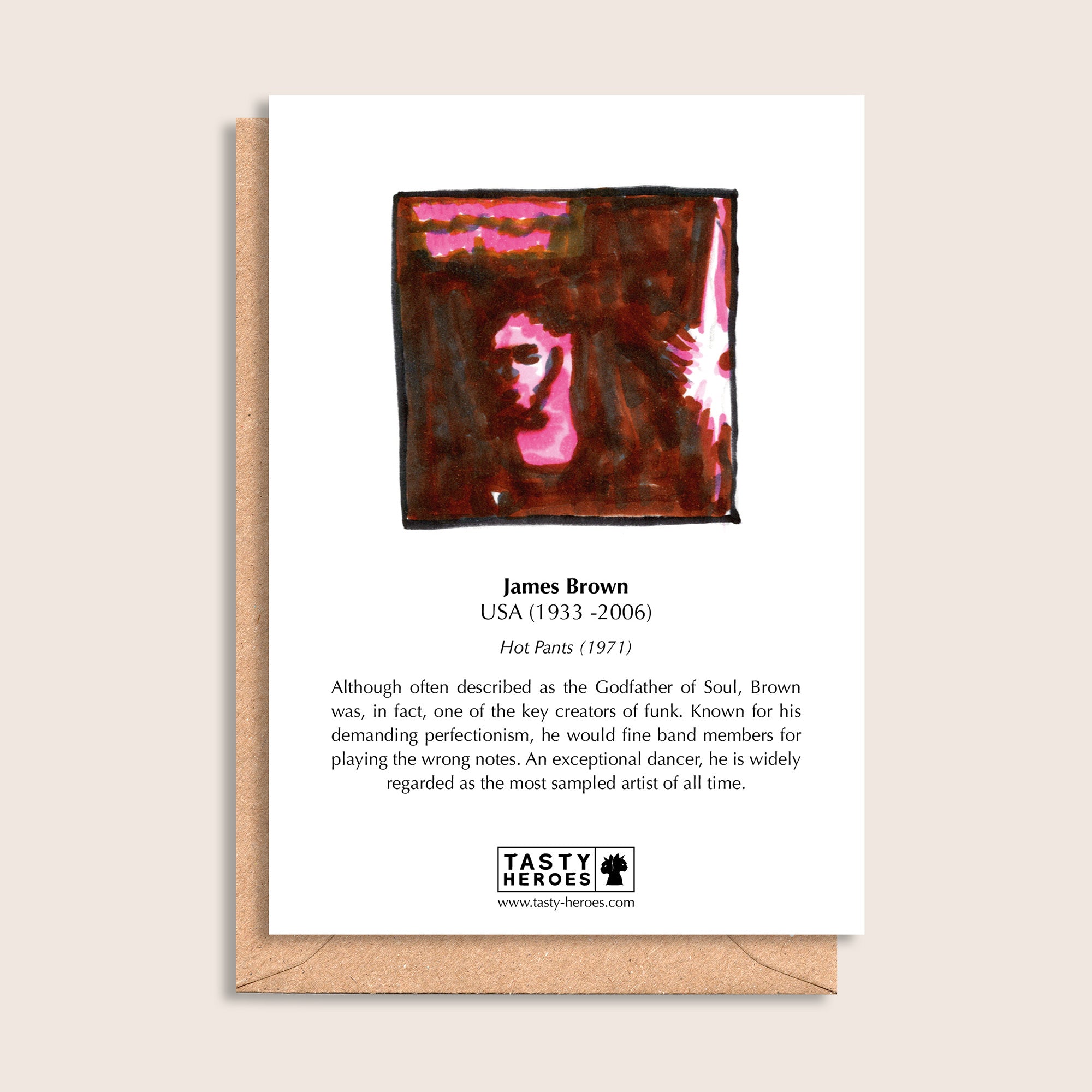 James Brown Rice – biographical note and James Brown artwork, reverse