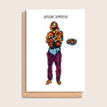 Jason Samosa – illustrated portrait greeting card, front