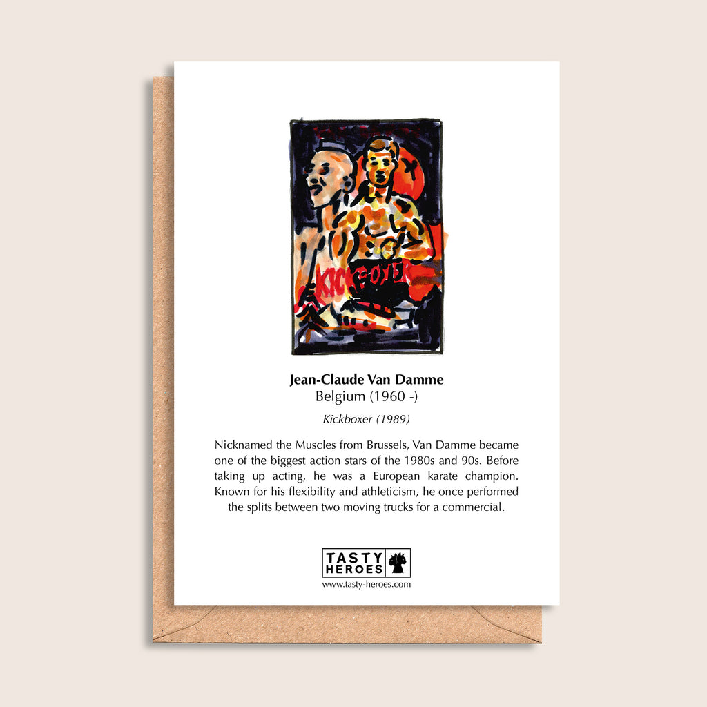 Jean-Claude Van Ham – biographical note and Jean-Claude Van Damme artwork, reverse