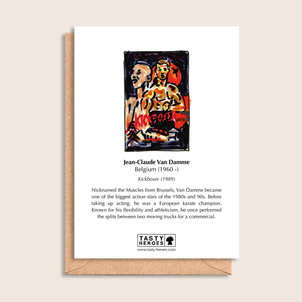 Jean-Claude Van Ham – biographical note and Jean-Claude Van Damme artwork, reverse