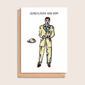 Jean-Claude Van Ham – illustrated portrait greeting card, front