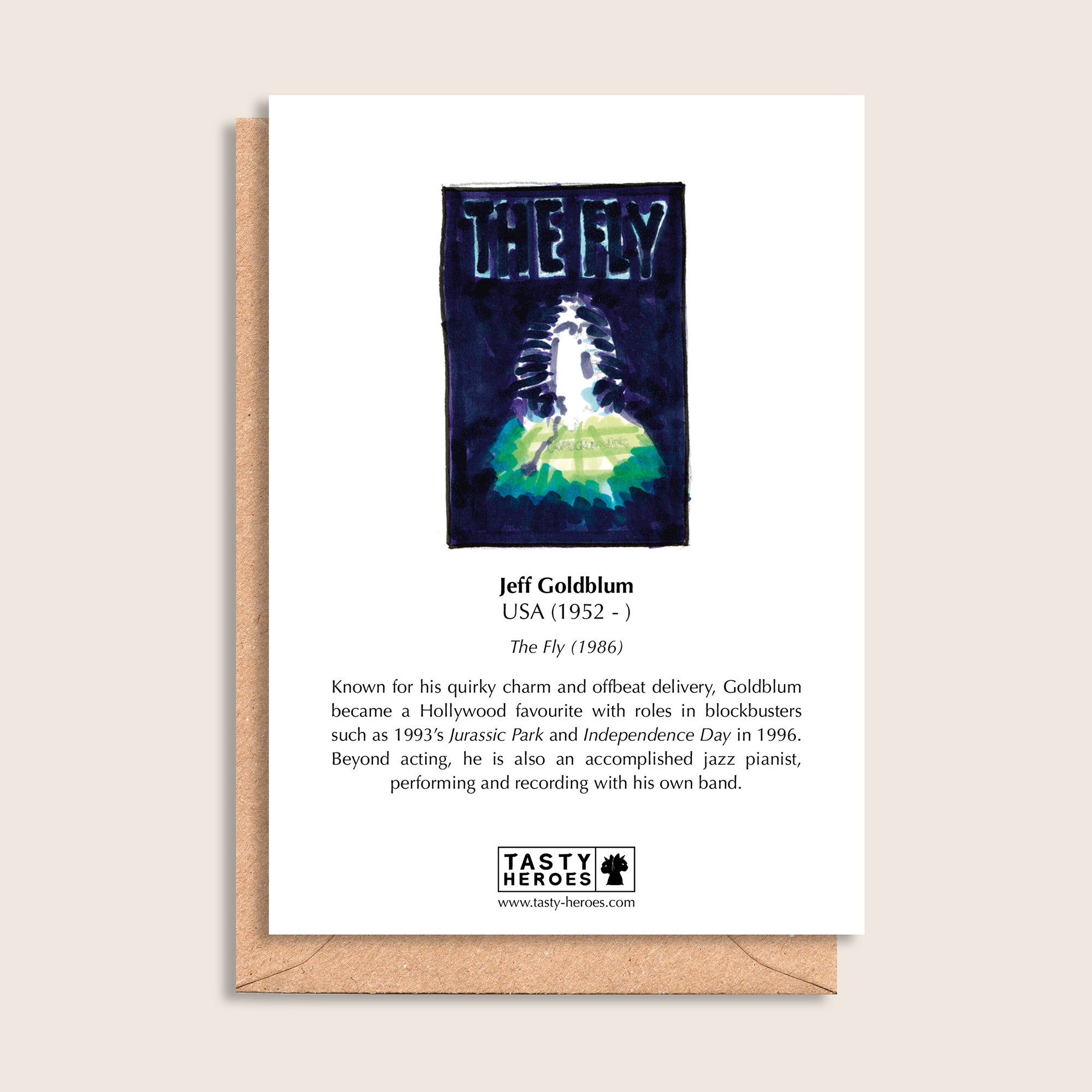 Jeff Gold Plum – biographical note and Jeff Goldblum artwork, reverse