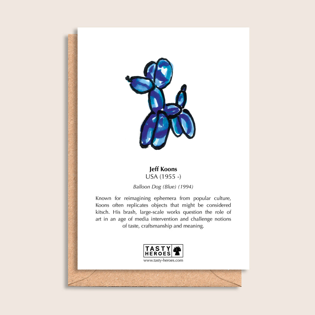 Jeff Prunes – biographical note and Jeff Koons artwork, reverse