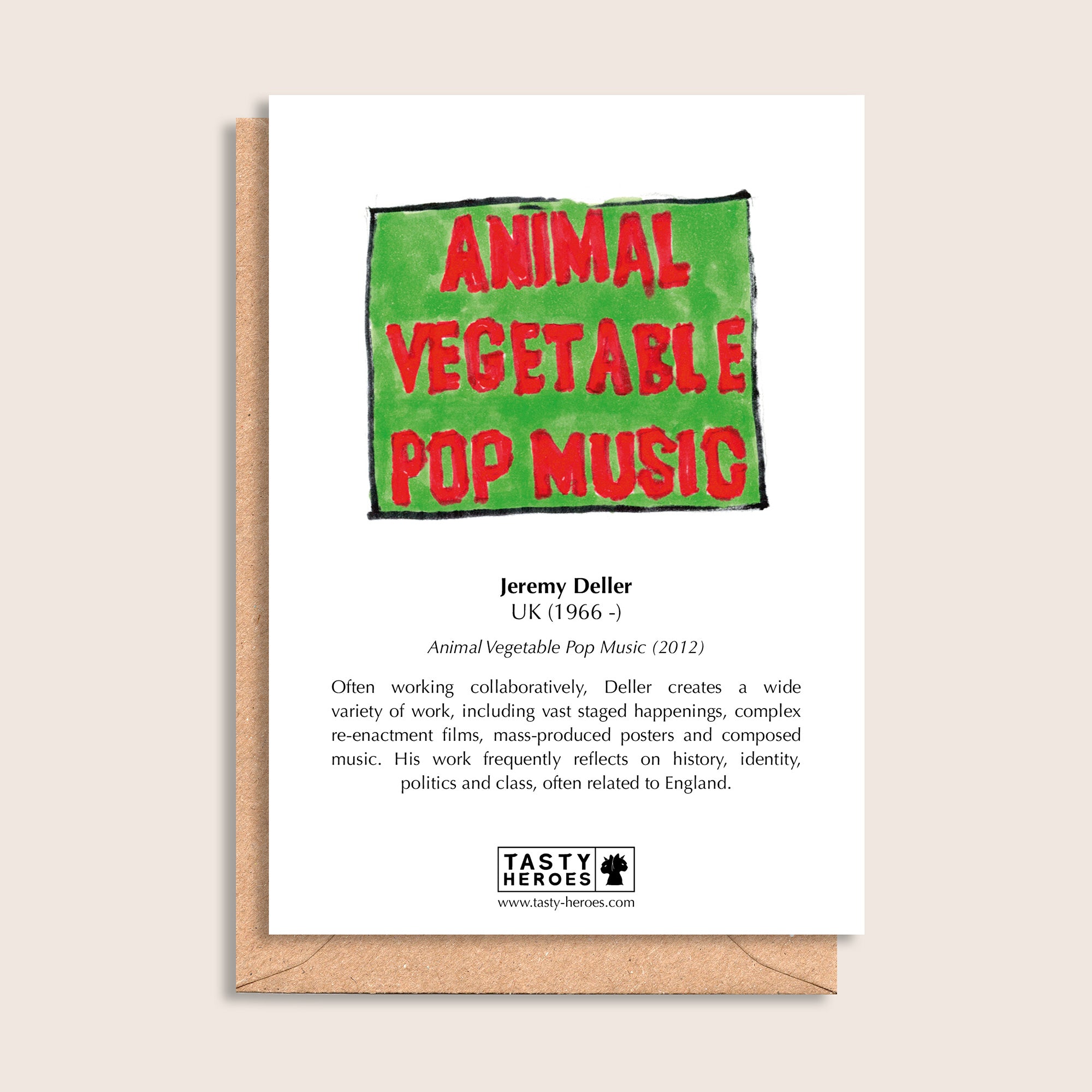 Jeremy Dellercatessen – biographical note and Jeremy Deller artwork, reverse