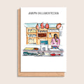 Jeremy Dellercatessen – illustrated portrait greeting card, front