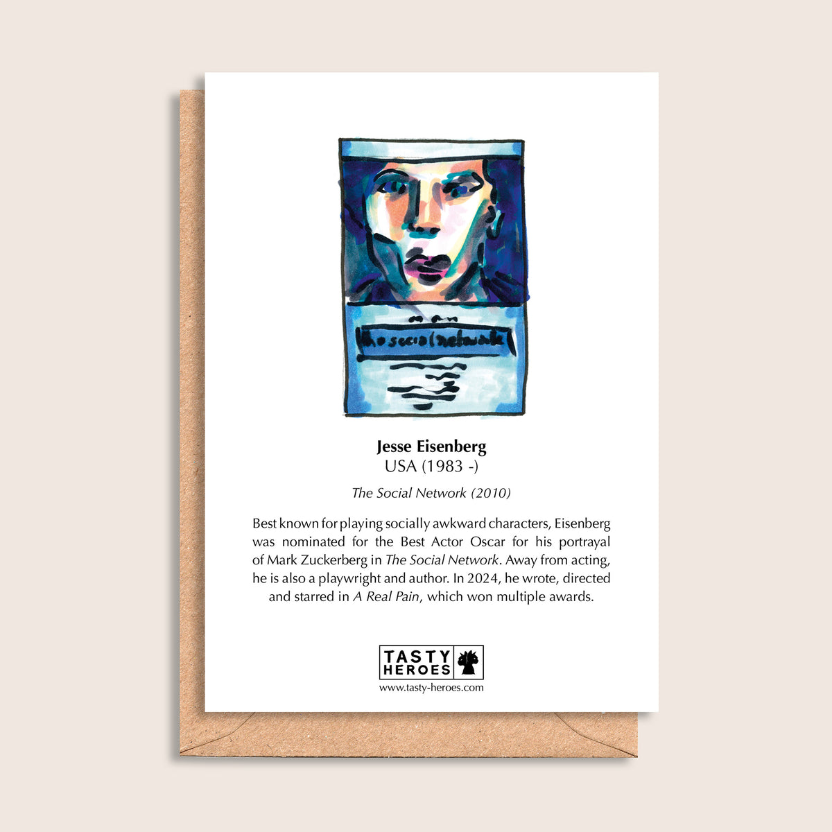 Jesse Iceberg Lettuce – biographical note and Jesse Eisenberg artwork, reverse
