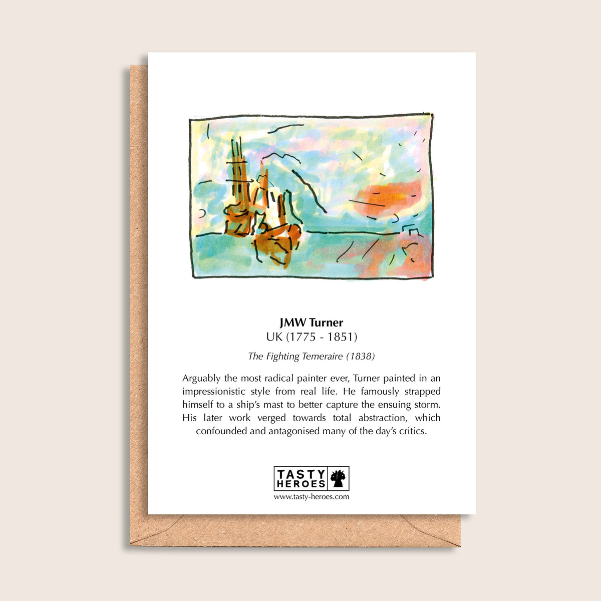 JMW Turnip – biographical note and JMW Turner artwork, reverse